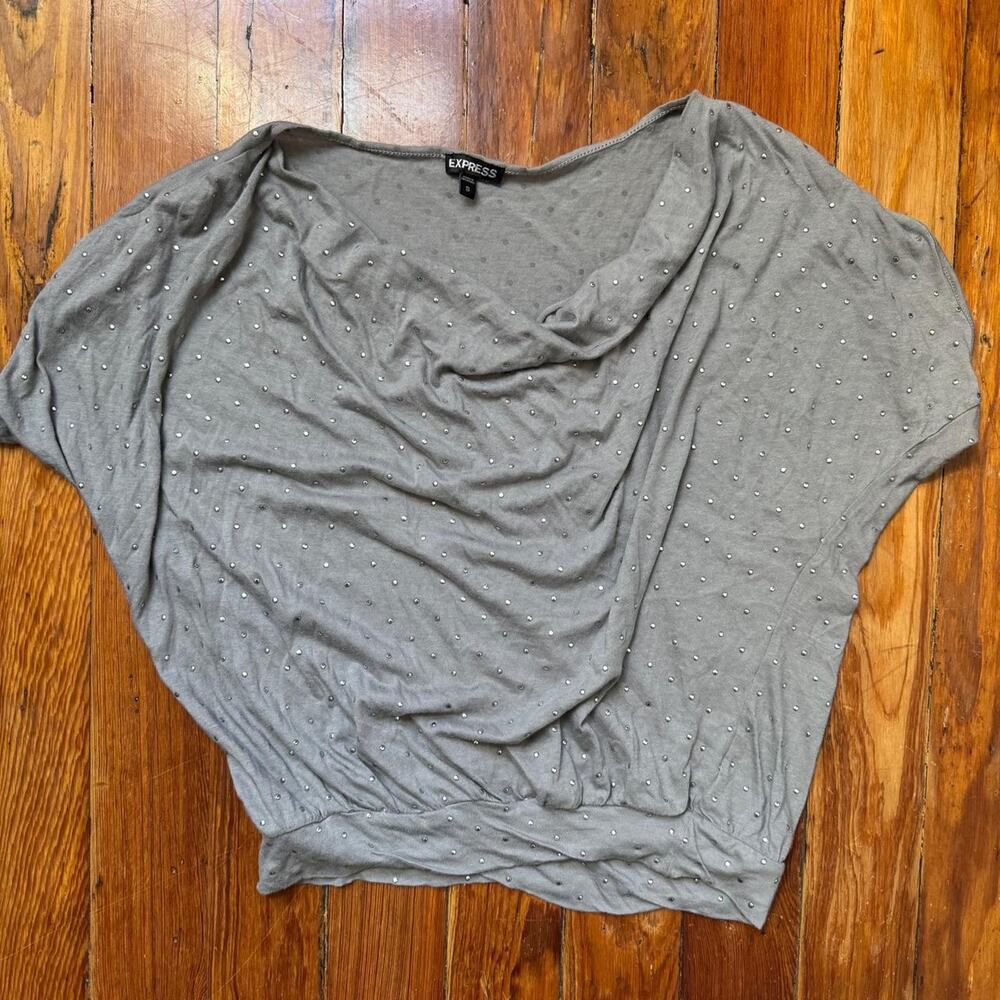 Y2k express grey silver studded top